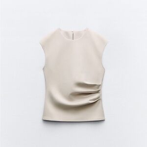ZARA Cream Gathered Waist Sleeveless Top - WORN ONCE
